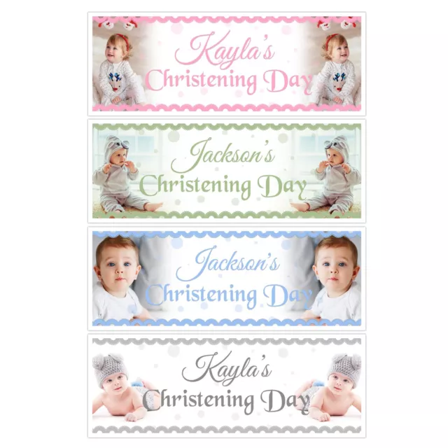 Personalised Christening Banner Naming Day Baptism Party Photo