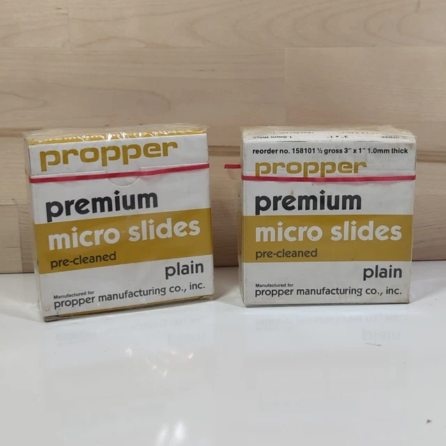 Propper Premium Micro Slides Pre-Cleaned Plain 3" X 1"  1mm thick Lot Of 2 NEW