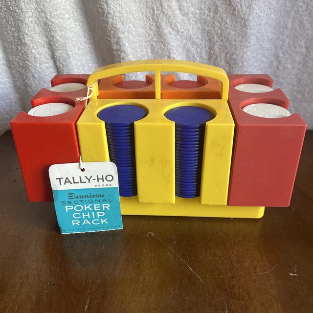 Vintage 1964 Dennison Sectional 200 Poker Chips Removable Chip Holders