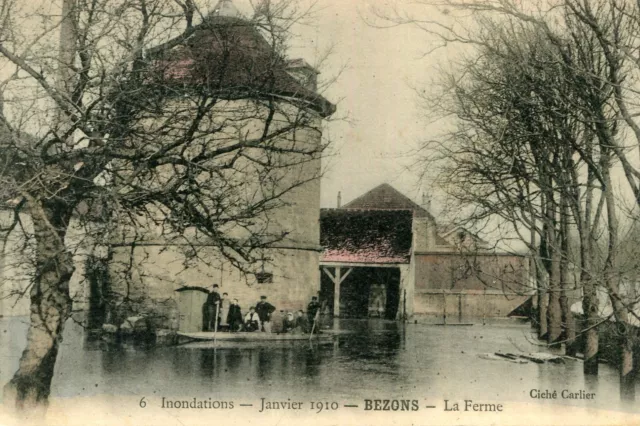 Carte BEZONS Inondations Janvier 1910 La Ferme