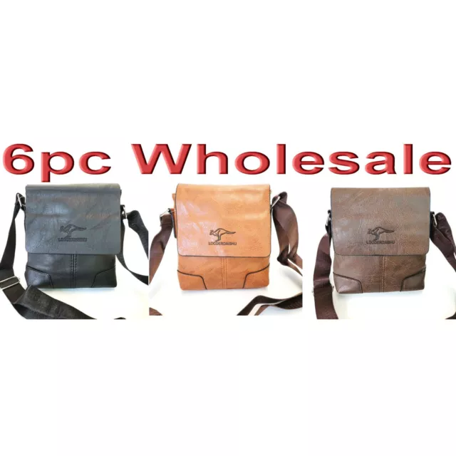 6pc Wholesale Women Men's PU Leather Crossbody Bag Small Messenger Bags Mixed