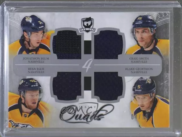 2011 Upper Deck The Cup Quads /10 Jonathon Blum Craig Smith Ryan Ellis Rookie RC