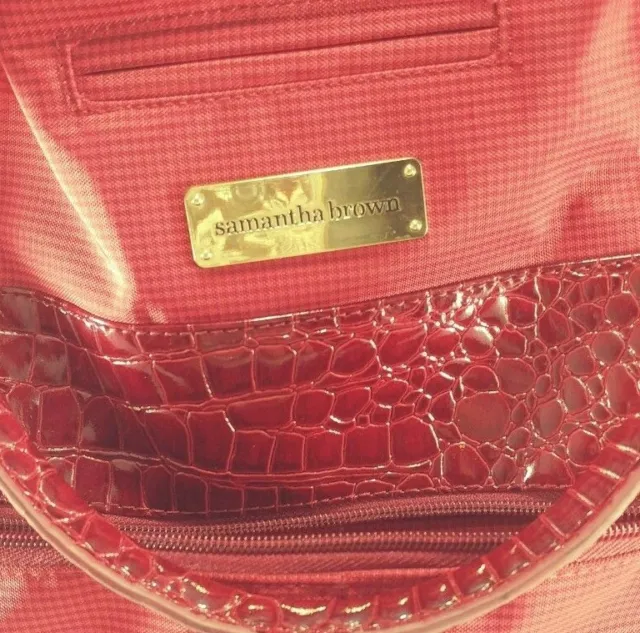 Samantha Brown Croc Embossed Accents Tote Travel Bag Purse Carry On Rusty Red 2