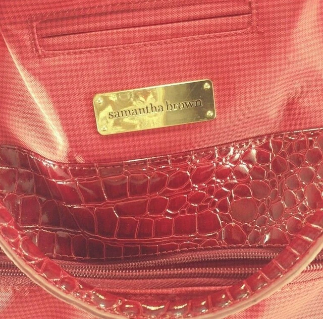 Samantha Brown Croc Embossed Accents Tote Travel Bag Purse Carry On Rusty Red 2