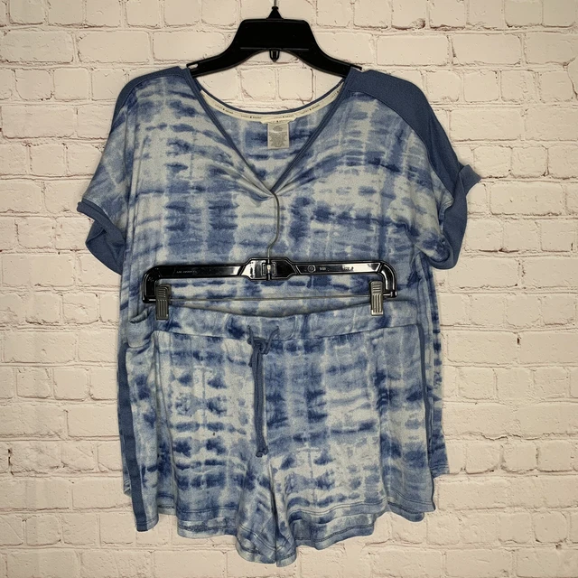 Lucky Brand 2 Piece Womens Tie Dye Pajama Shorts Lounge Set Size XL Soft Knit
