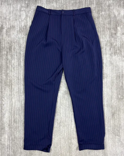 FOREVER 21 PANTS Womens Large Blue Red Pin Stripes $9.99 - PicClick