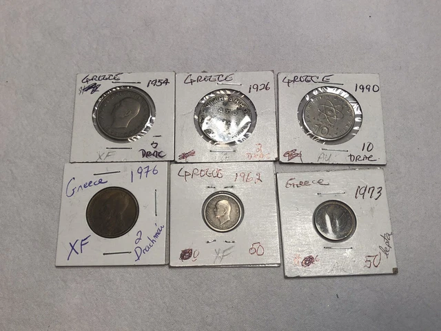 Lot Of 6 - Greek Coins - Years 1926-1990 Greece