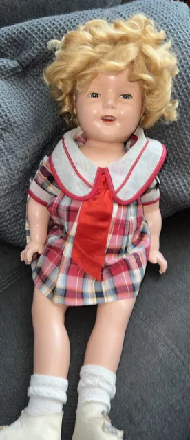 Vtg Ideal Shirley Temple Childs Doll Take A Bow Blue 20” 1930's Composition