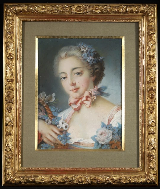 18TH CENTURY FRENCH OLD MASTER PASTEL ON CANVAS - PORTRAIT OF A YOUNG ...