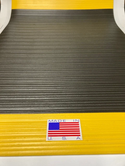 2ft x 3ft Foam Anti Fatigue Mat Industrial Matting. Black and Yellow Ribbed