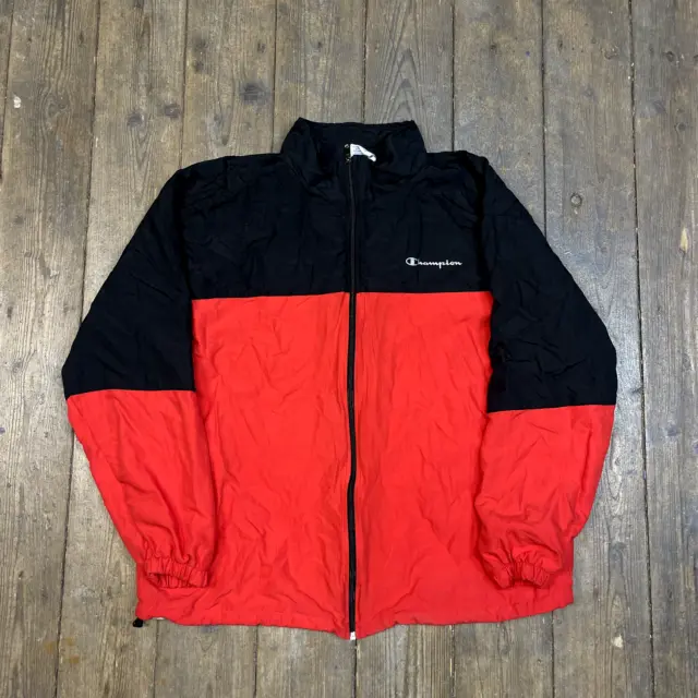 Champion Rain Coat Y2K Vintage Windbreaker Full-Zip Jacket, Red, Mens 2XL