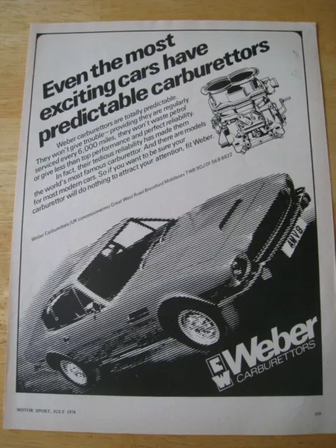 Weber Vergaser Auto Produkte 1974 Werbung Ca. A4 Feilengrösse 4