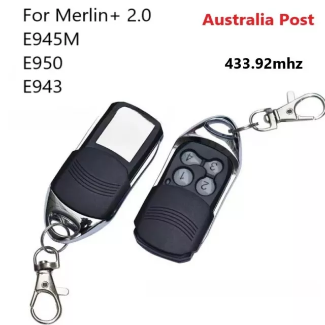 For Merlin+ 2.0 E945M E950 E943 Garage Gate Door Remote Control 433.92mhz