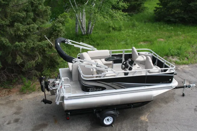 New 14 ft electric powered  14 ft pontoon boat -Minnkota Edrive and trailer