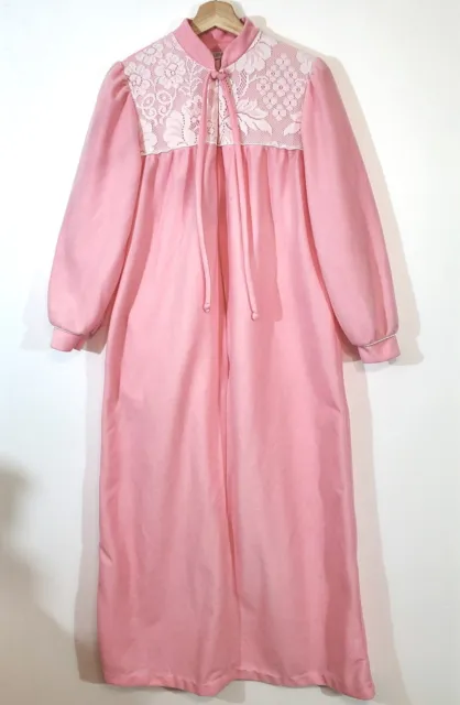 Vandemere  Robe Housecoat Gown VTG Pink Zip Small S Sleepwear Granny Core