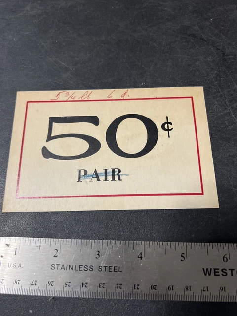 Vtg 2x Sided Used 1930s Country Store Counter / Shelf Price Sign 50c Pair