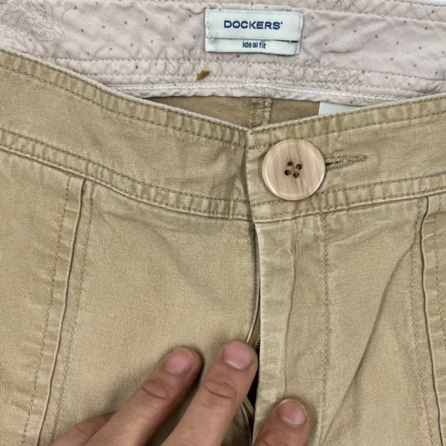 Dockers Womens Chino Shorts Ideal Fit Size 12 Beige Tan Khaki Cotton Stretch 3