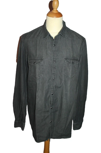 Chemise Jeans Homme CELIO - Regular Fit - Taille L - Carreaux - Occasion Très Bon État