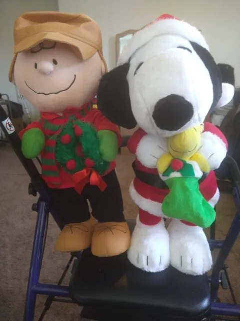 Peanuts Charlie Brown & Santa Snoopy Christmas Greeter 23” Plush