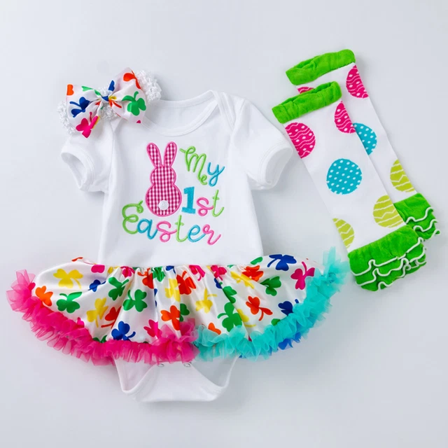 Abiti prima Pasqua per bambina abito in tulle romper, fascia e scaldagambe