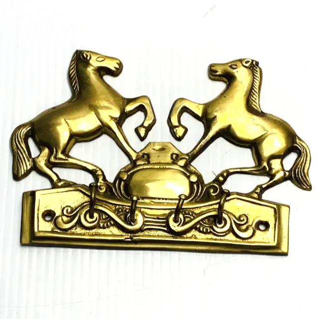 Solid  Brass 4 Hook Horse Key Rack Holder Wall Hanging   Race Trainer Equestrian
