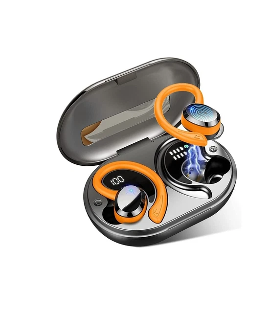 Auricolari Wireless Bluetooth 5.3 Cuffie IP7 Impermeabili Arancione Q38