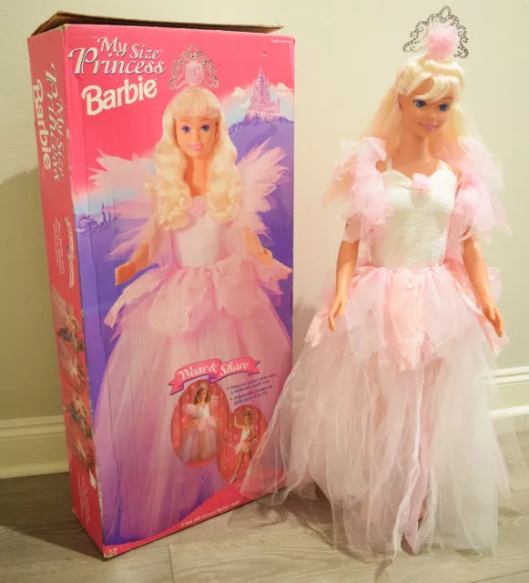 1995 My Size Princess Barbie Wear & Share 3’ Doll w/ Original Box Vintage Mattel