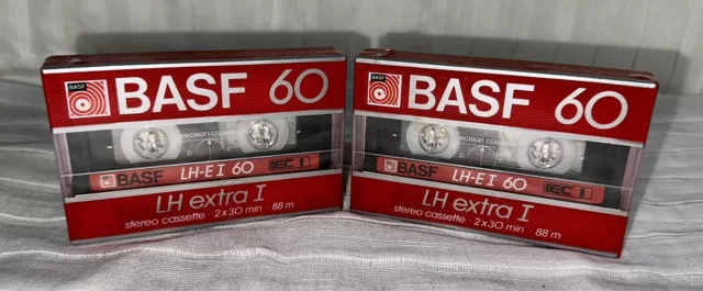 2X BASF LH extra I 60 - CASSETTE TAPE BLANK new SEALED - made in Germany