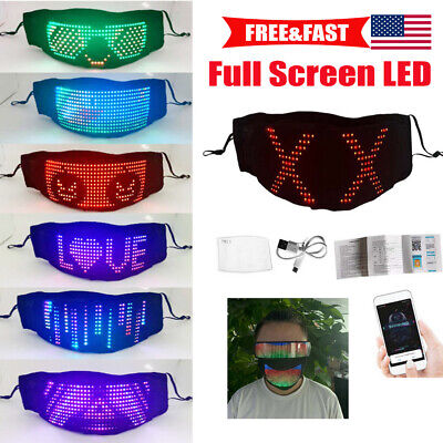 Full Screen RGB LED Face Mask Bluetooth APP Programmable USB Rechargeable
