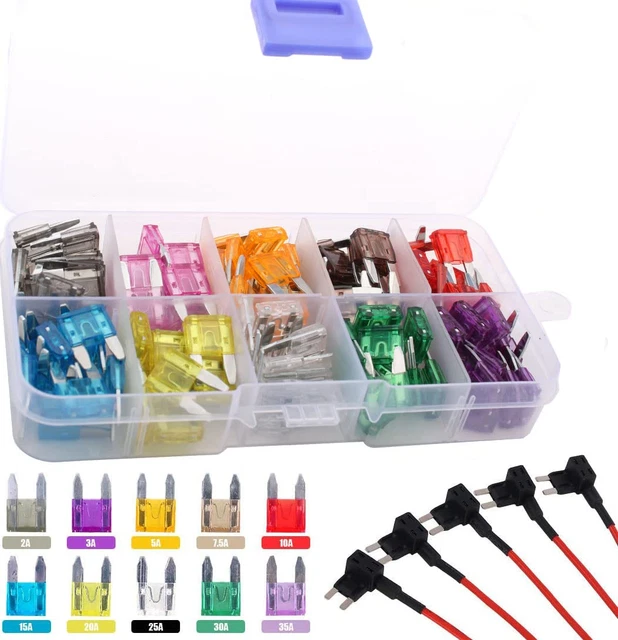 RUNCCI-YUN 125Pcs 12V-24V Fusibili Mini per Auto Kit,Piccolo Fusibile a Lama,Fus
