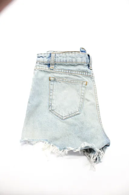 Denim X Alexander Wang Womens Cotton Distressed Hem Denim Shorts Blue Size 25