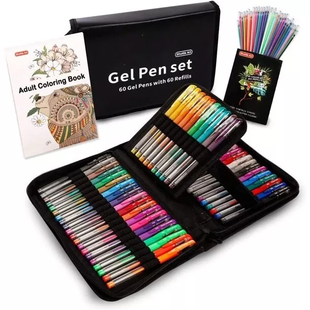 TANMIT Glitter Gel Pens Glitter Pen With Case For Adults Coloring Books 160  Pack