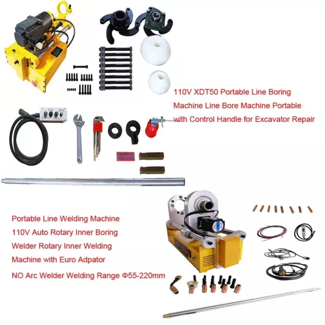 110V XDT50 Portable Line Boring Machine + Line Auto Rotary Inner Boring Welder-