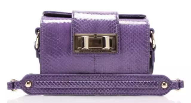 Rebecca Minkoff Mini Box Snakeskin Purple Embossed Crossbody Bag 1737