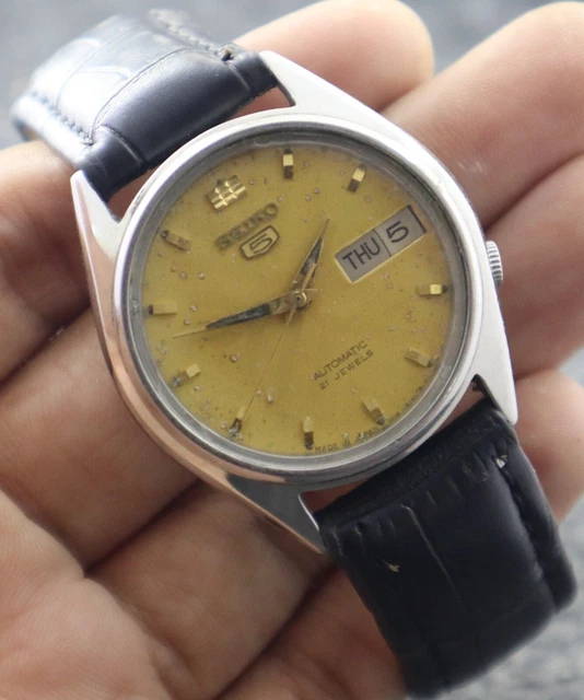 Vintage Automatic Seiko 5 Men Watch D/D 21J 7019 Good Working Condition Watch