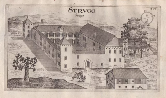 Grad Struga Gumberk Dolenjska Slovenia engraving Kupferstich Valvasor 1679