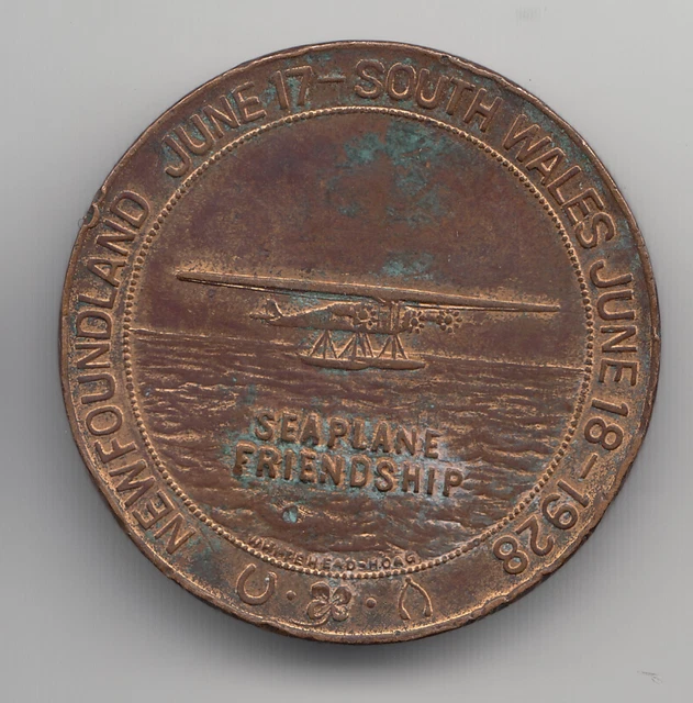 Amelia Earhart Cross Atlantic flight 1928 Seaplane Friendship token medal 951
