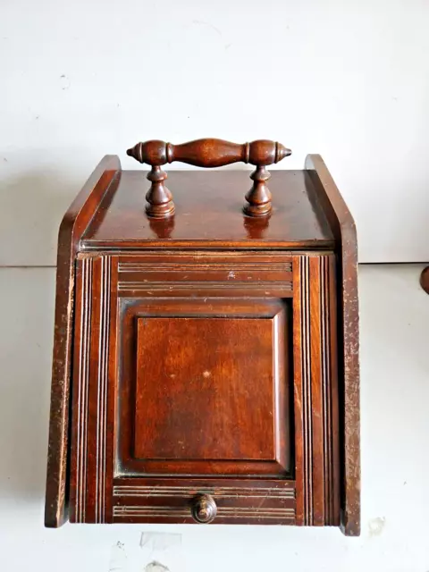 Antique Wooden Fireplace Bin Ash Box Coal Scuttle Kindling Storage Vintage