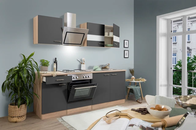 Cucina attrezzata cucinino Rovere Grigio Merle 210 CM