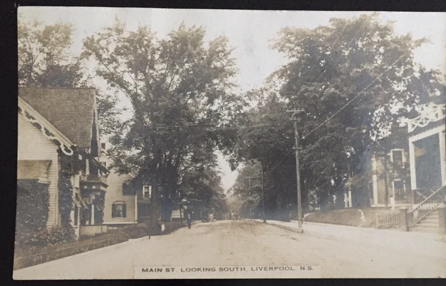 Main Street Looking South Liverpool Nova Scotia Canada 1916 RPPC Postcard