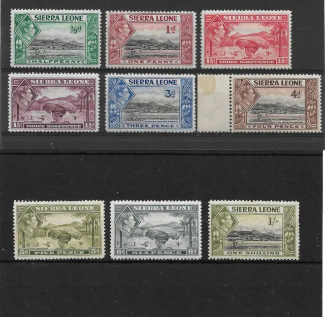 SIERRA LEONE 1938 - 1944 VALUES TO 1s SG 188/190a, 192/196 MINT HINGED Cat £31+