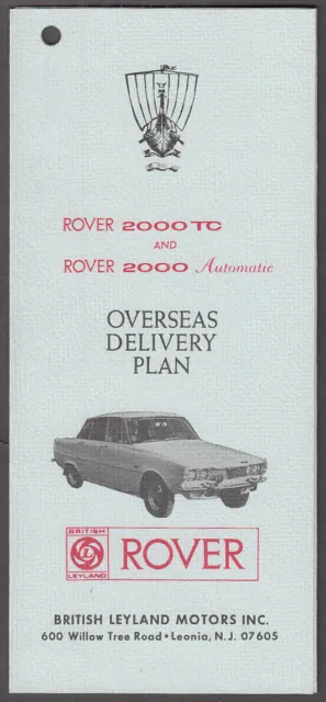 British Leyland Rover 2000TC & Automatic Overseas Delivery Plan folder 1969