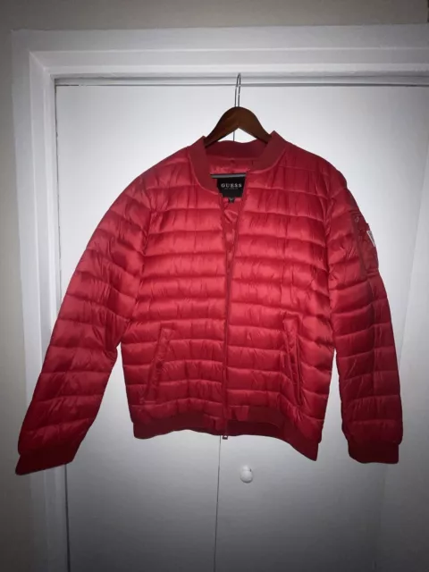 RED PUFFER JACKET Mens Large Guess $43.99 - PicClick