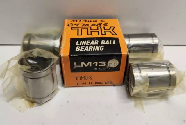 Lot Of 4 New Old Stock! Thk 13Mm X 23Mm X 32Mm Linear Ball Bearings Lm13Uu