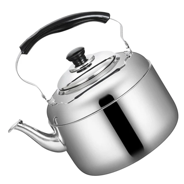 Théière Sifflante Inox 4 Litres Avec Poignée - Pour Cuisinière à Gaz Ou Induction, Design Moderne Argenté