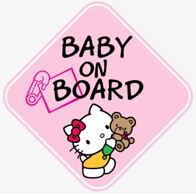 Pink Girl Hello Kitty Baby On Board Window Decal Sticker Vinyl Graphics