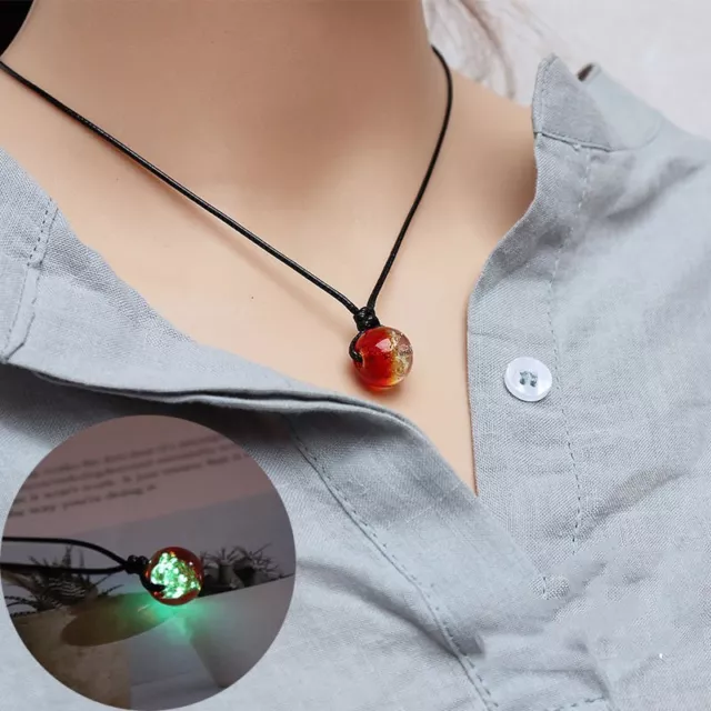 Glow in the Dark Natural Stone Bead Pendant Necklace Chain Women Men Jewelry Hot