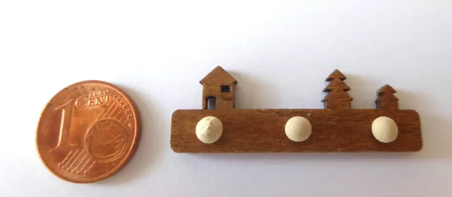 Kleiderhaken Holz Haus Baum Puppenhaus Miniatur 1:12  40x14mm