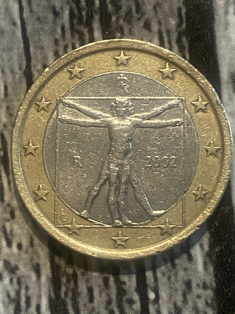 Pièce 1 euro italienne Rare de Léonard de Vinci 2002 TRES RARE