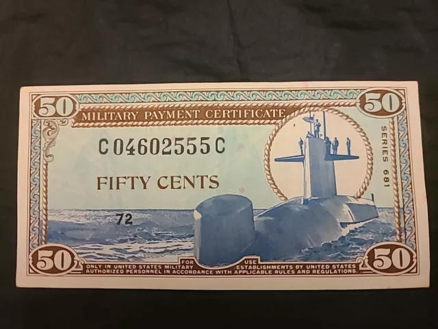 Series 681 50 cents US Military Payment Certificate ** PAPER CURRENCY